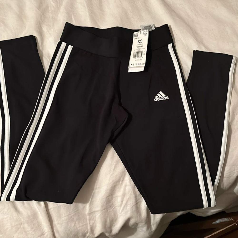 Adidas new with tags black and white striped leggings